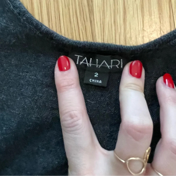 Tahari Gray Wool Sweater Tank Top Size 2 - Picture 3 of 4